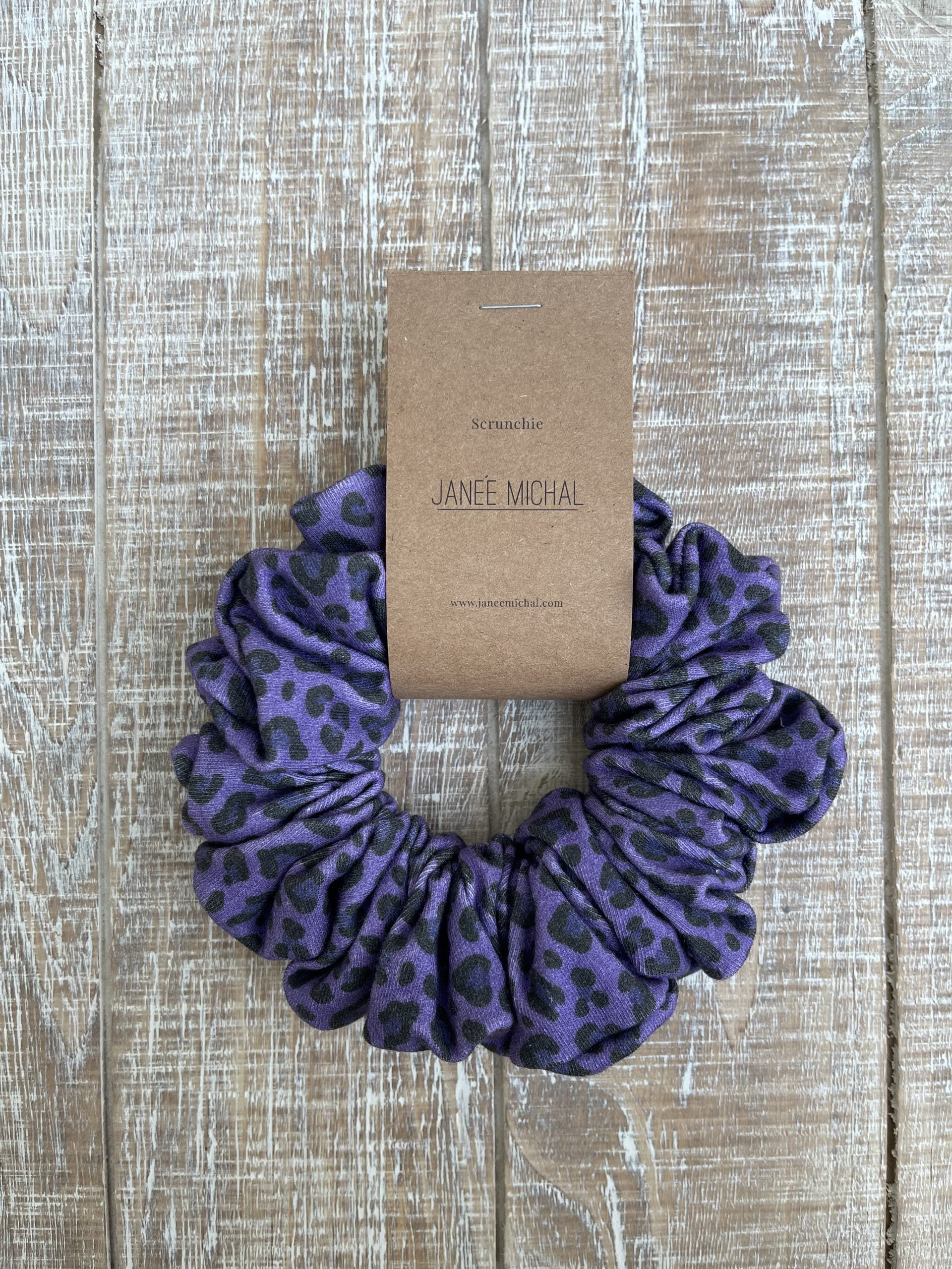 Purple leopard print hair Scrunchie