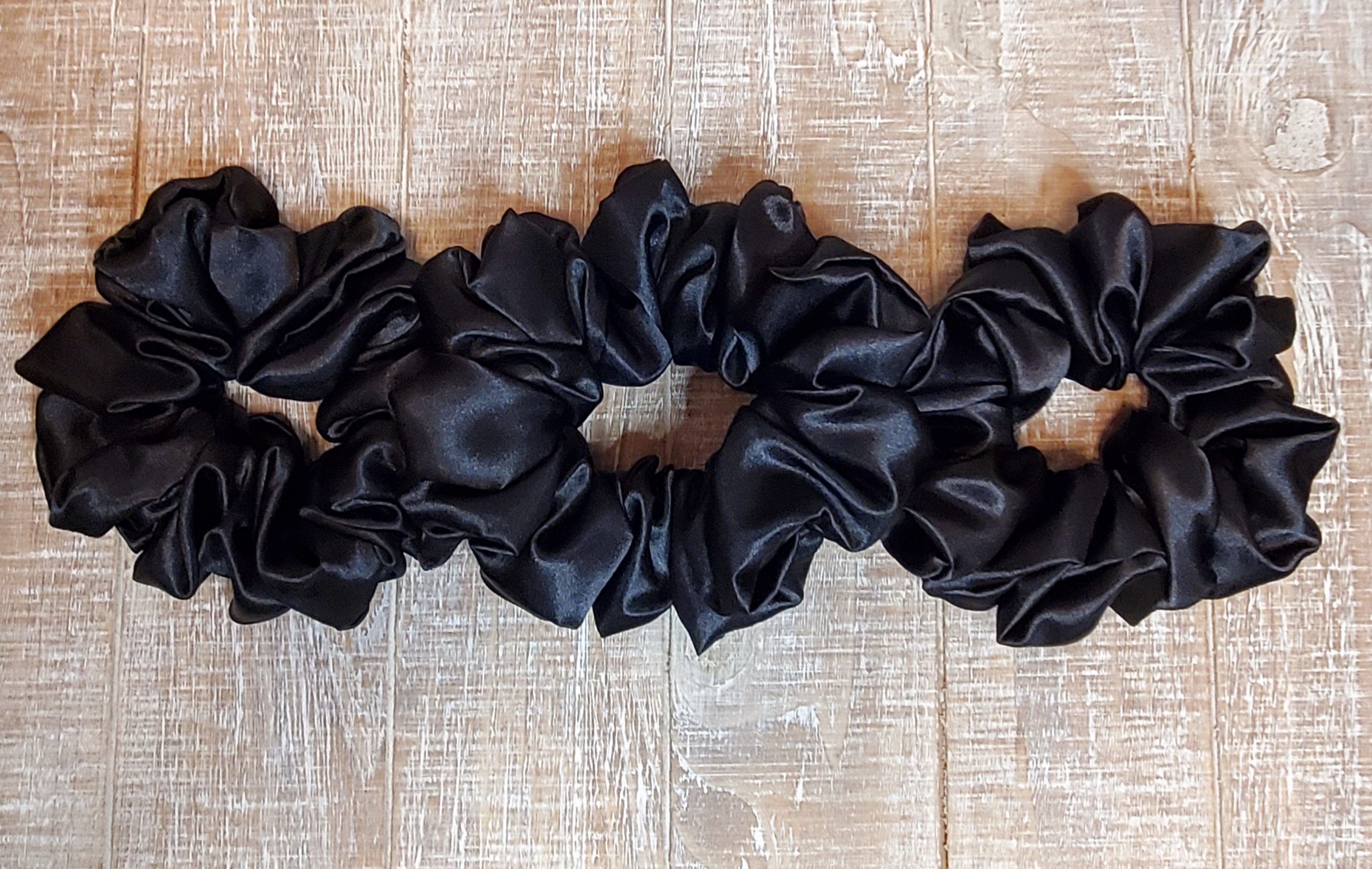 Black satin scrunchies