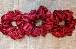 Red satin scrunchies