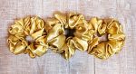Gold satin scrunchies