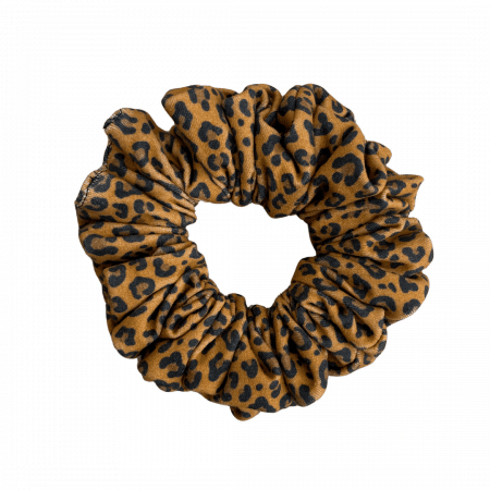 mustard leopard organic scrunchie