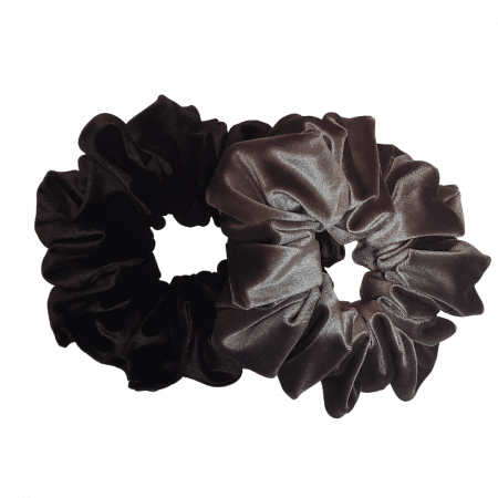 black monochromatic velvet scrunchie set