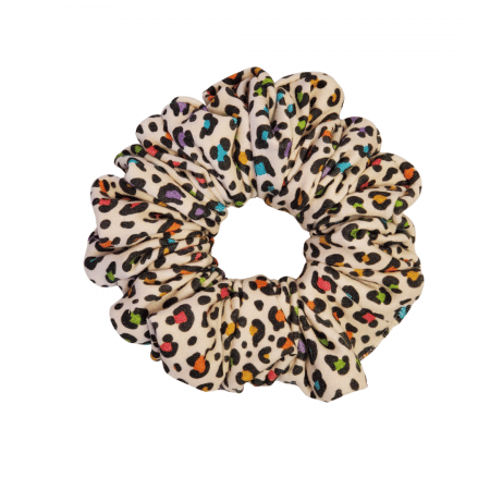 Rainbow leopard organic scrunchie