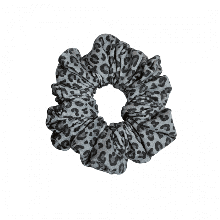 grey leopard organic scrunchie