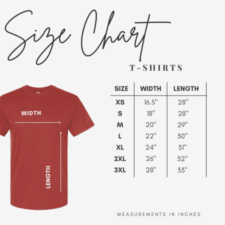 t shirt size chart