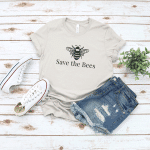 Save the bees t shirt -heather natrual